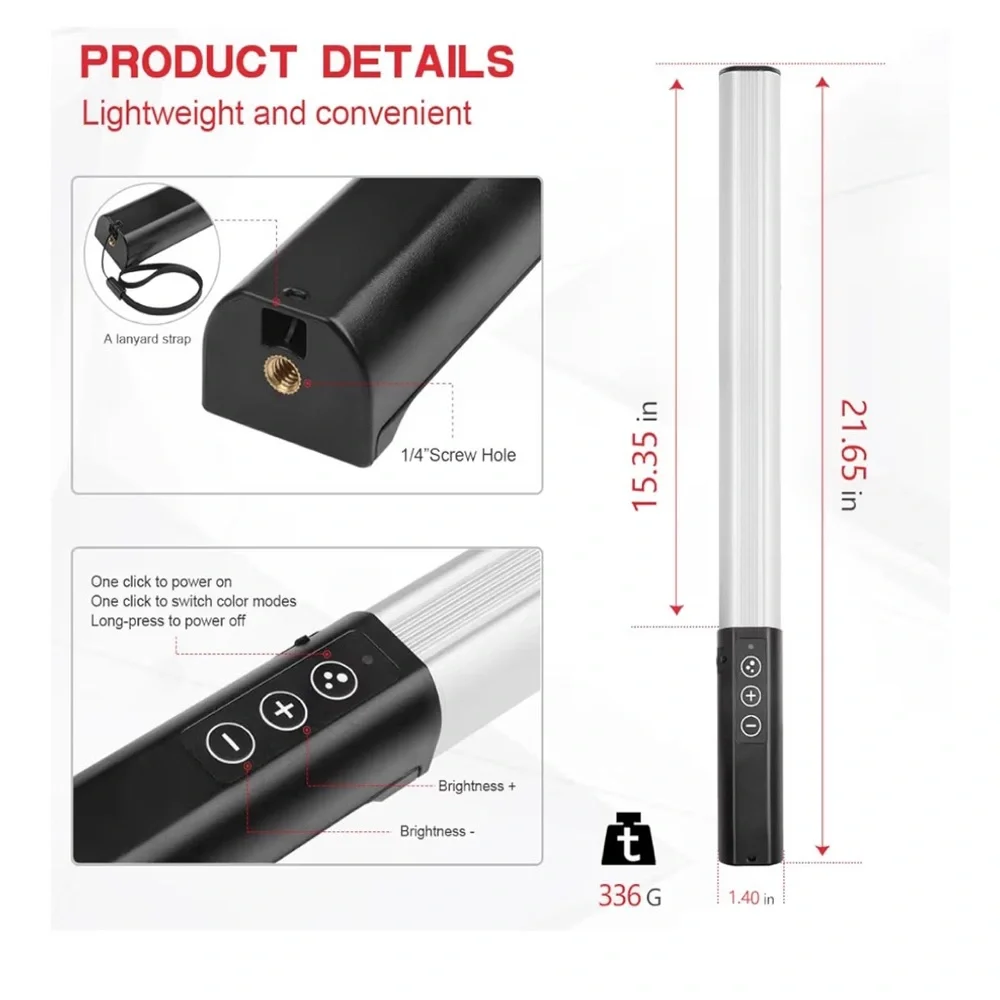 Hagibis RGB Photography Light Wand, Handheld LED Video Light 9 Colors